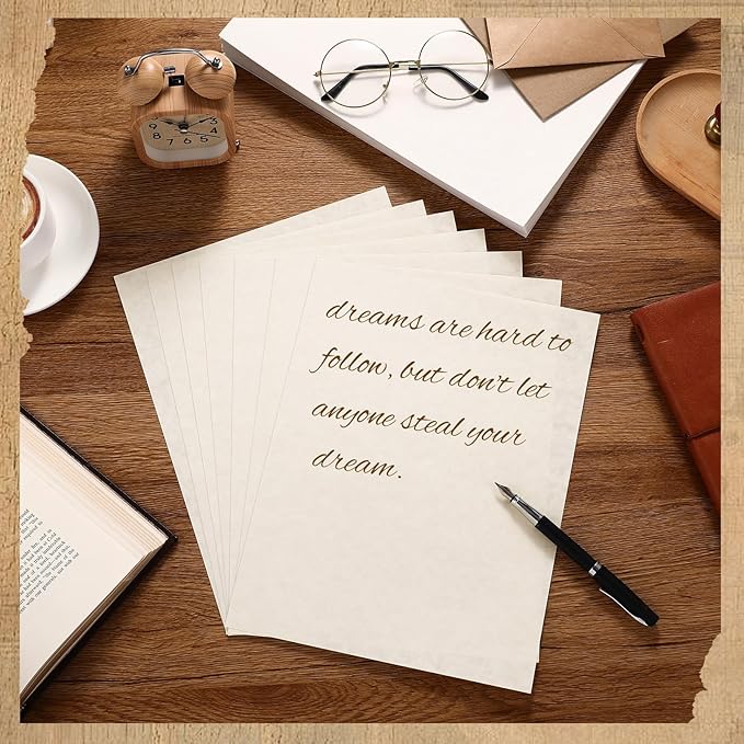 Epakh 200 Sheets Old Age Parchment Paper 8.5 x 11 Inch Standard Letter Vintage Colored Old Parchment Semblance Double Side Printing Paper(Light Gray)