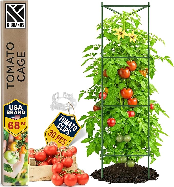 K-Brands Tomato Cage â Premium Tomato Plant Stakes Support Cages Trellis for Garden and Pots (Upto 68 Inches Tall)