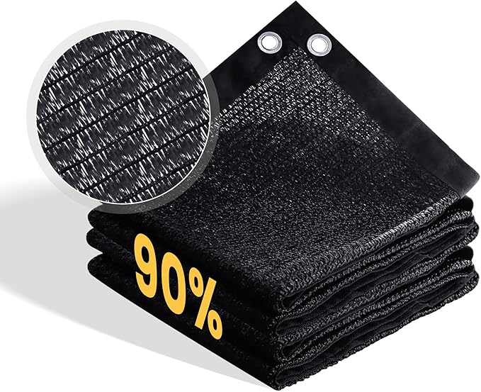VICLLAX 90% Shade Cloth, 15x22FT Durable Black Mesh Trap with Every 3 FT Grommet, Sun Shade Fabric Netting for for Plants Cover, Greenhouse, Chicken Coop, Barn Kennel, Garden Patio