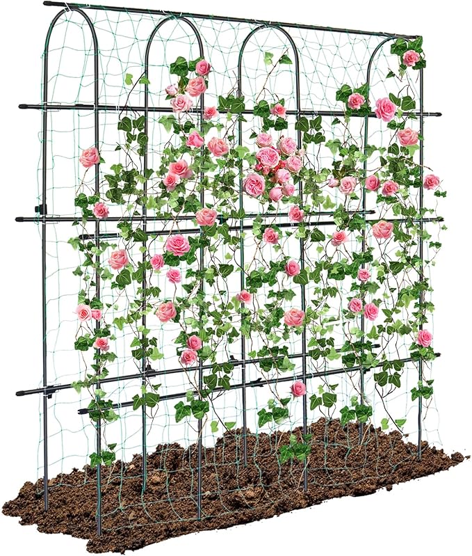6Ã6 Feet Garden Trellis for Climbing Plant, Kalolary Large Garden Cucumber Trellis U-Frame Vegetable Beans Fruit Grow Trellises Rustproof Metal Plant Climbing Support for Indoor Outdoor Vine Stand