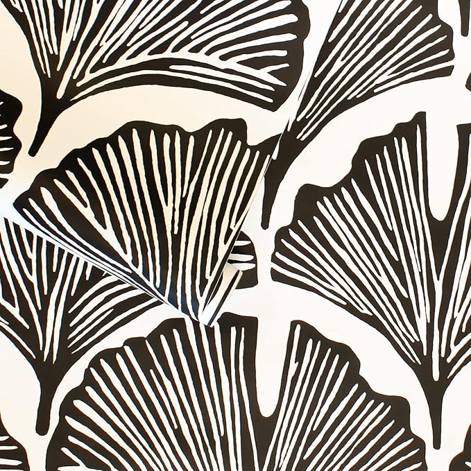 Tempaper x Novogratz Zebra Black Feather Palm Removable Peel and Stick Wallpaper