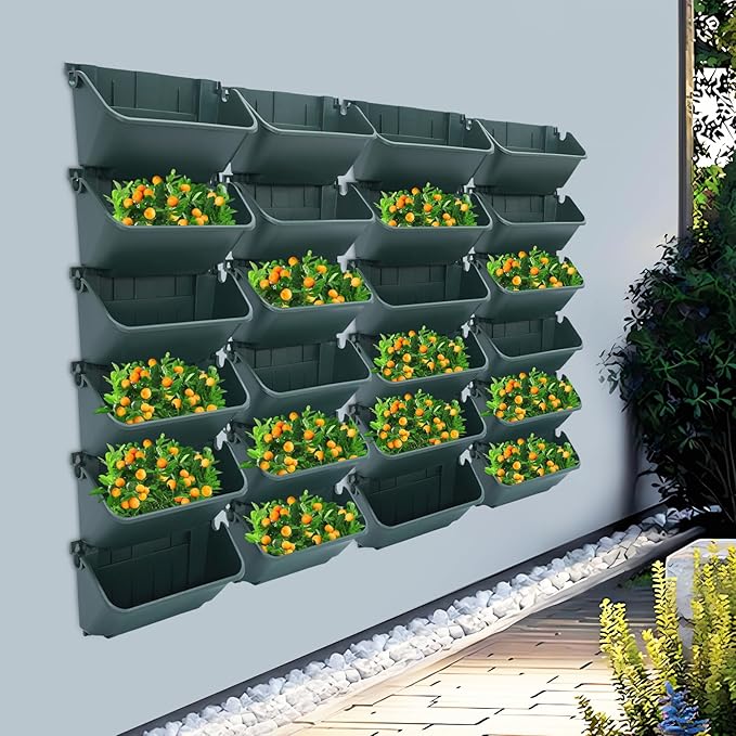24 Pots Wall Mounted Planter, Plastic Wall Vertical Planter,