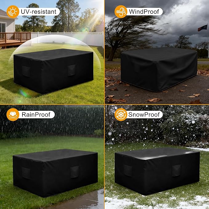 HDCAXKJ Patio Furniture Covers Waterproof Outdoor Couch Cover with Bottom Zipper Seal Heavy Duty Lawn Patio Sofa Cover Chair Loveseat Sectional Set Sofa Protector (Black & Brown, 93" Lx42 Wx35 H