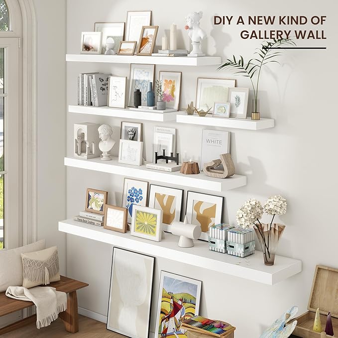 Venusmiles Floating Shelves for Wall 71 inch Long, Engineered Wood Large Wall
