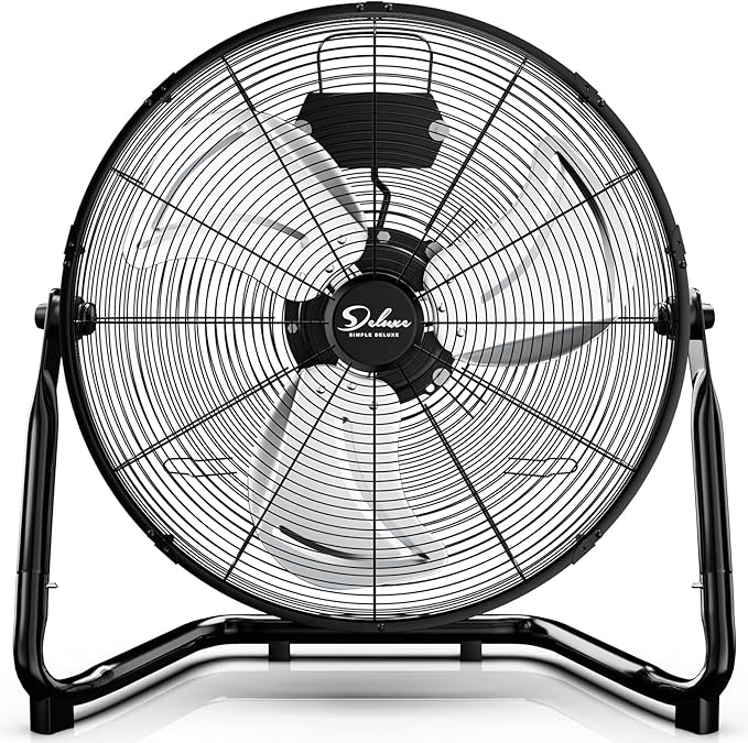12 Inch 3-Speed High Velocity Heavy Duty Metal Industrial Floor Fans Oscillating Quiet for Home, Commercial, Residential, and Greenhouse Use, Outdoor/Indoor, Black
