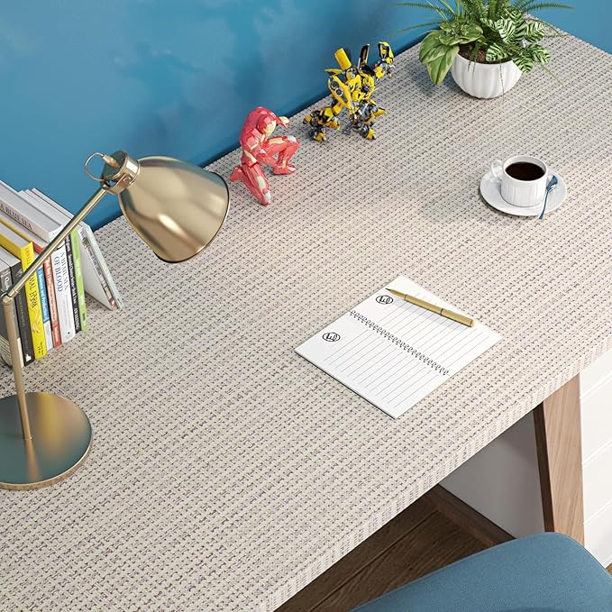 FunStick 16"x240" Thick Beige Wallpaper Peel and Stick Modern Grasscloth