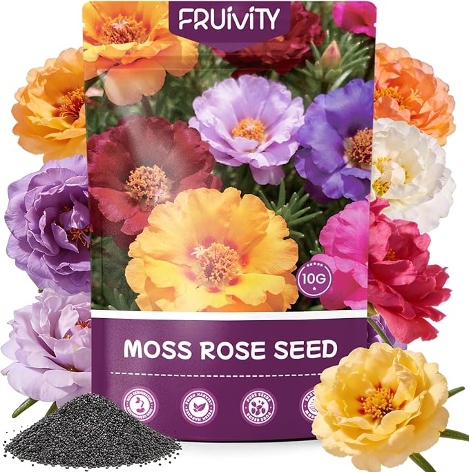 Moss Rose Seeds for Planting, 24,000+ Annual Flower for Ground Cover Flower Seeds, Perennial Variety, Easy to Grow, Portulaca Seeds to Plant Outdoors Garden Containers