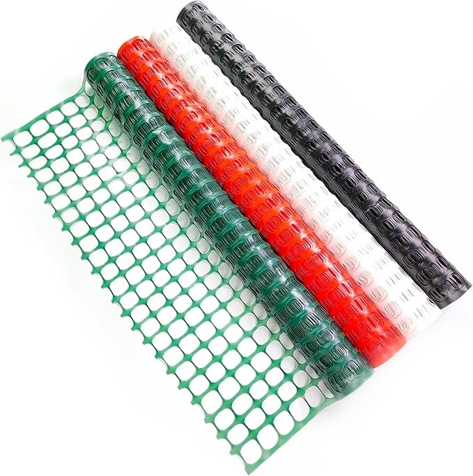 PotatoLife Plastic Mesh Fence Safety Fence, 4'x100' Roll with 100 Zip Ties, Resuable Temporary Netting for Garden Fencing, Construction, Snow Fencing, Animal Barrier, Poultry, Deer, Patio, Green