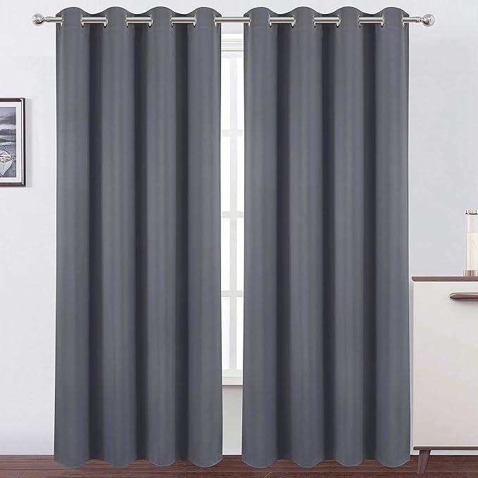 LEMOMO Grey Thermal Blackout Curtains/52 x 95 Inch/Set of 2 Panels Room