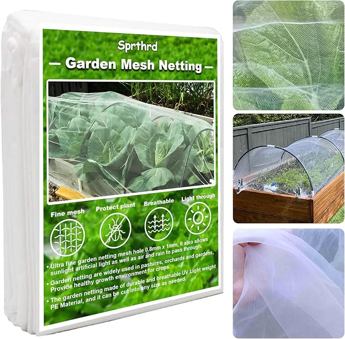 Garden Netting, 10x15Ft Plant Covers Ultra Fine Mesh Netting Pest Barrier Protection Bird Mosquito Net Plants Cover for Vegetables Fruits Flowers Crops Garden