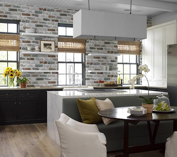Guvana 17.3"×787" Brick Peel and Stick Wallpaper Red/Blue/Grey Brick Contact
