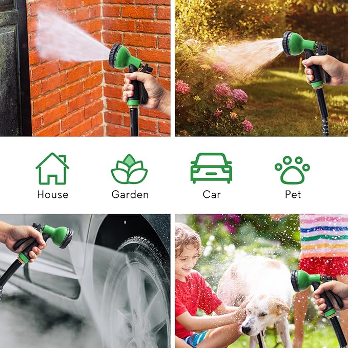 Expandable Garden Hose 100ft, 2026 New No Kink Collapsible Water Hose 100 ft, 10 Function Nozzle, Solid Brass Fittings, Durable Fabric & Latex Core, Lightweight, Flexible for Gardening, Car Washing