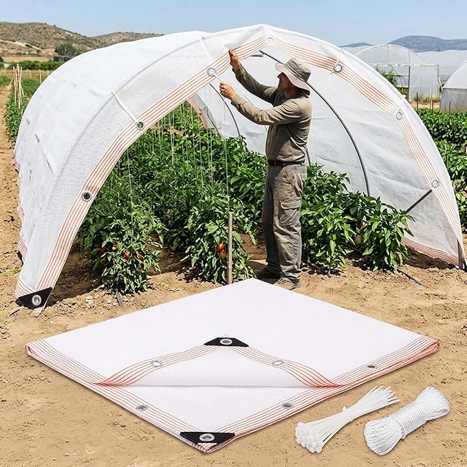 50% White Shade Cloth for Garden, Heavy Duty Sunblock Shade Net with Grommets, Breathable HDPE Mesh Tarp Fence Privacy Screen Sun Shade Cover for Greenhouse Patio Plant Chicken Coop(10x30ft)