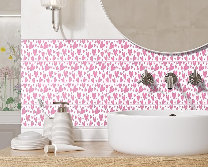 FLFK Pink Heart Wallpaper Border