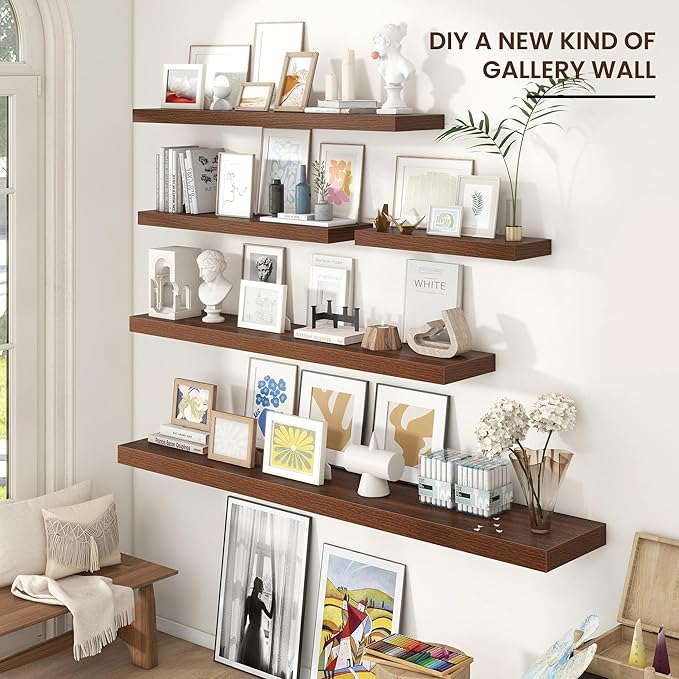Floating Shelves for Wall 55 inch Long, Engineered Wood Large Wall Shelves