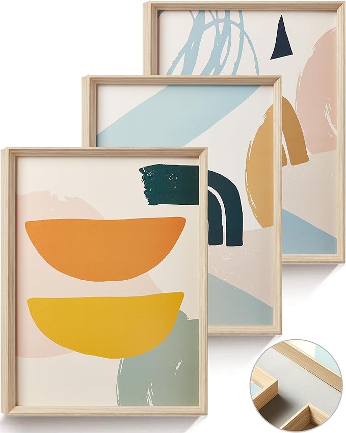 Framed Boho Wall Art for Bedroom, Abstract Canvas Wall Decor, 12x16IN