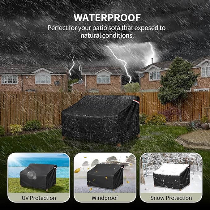 KylinLucky Outdoor Patio Sofa Cover fit 85 x 37 x 35 inch, 84 x 36, 83 x 35 Waterproof Weatherproof Heavy Duty 420D Garden Furniture Cover for Outside Sofa Couch