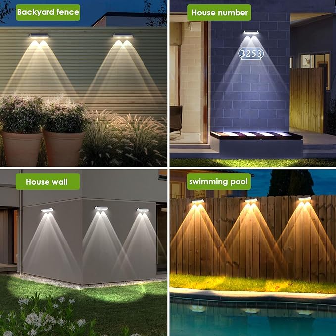 LIANGLOME 2 Pack Solar Fence Lights