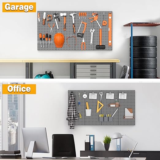 Pegboard Smith Metal Pegboard Panels 12" x 24", 4 Pack Black Wall Mounted Tool