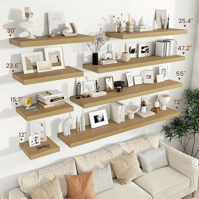 Vivelove 12 Inch Deep Floating Shelves 12 inch Long, 2 Inch Thick Wall Shelves