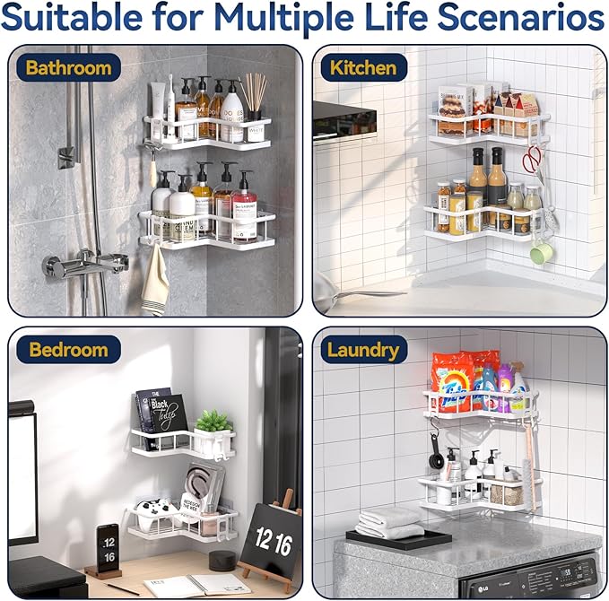 YASONIC Shower Caddy Corner, No Drilling Shower Organizer Corner