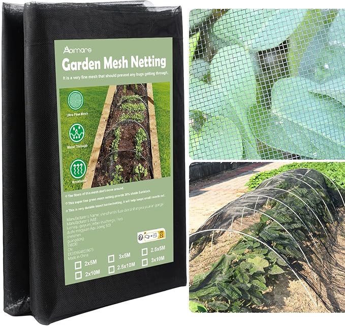 Abimars Thicker Garden Mesh Netting, 8.2â x 33â Ultra Fine Black Plant Row Covers for Vegetables Plants Fruits Flowers Protection, Nano PPT, Shading Rate 30%