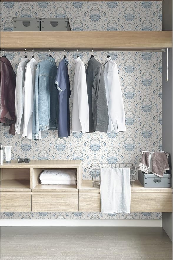 NuWallpaper by WallPops Blue Shellby Peel & Stick Wallpaper