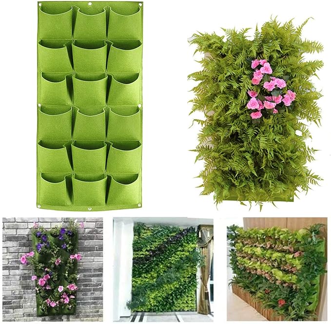 ZOENHOU 2 Pack Total 36 Roomy Pockets Green Vertical Garden Planter,