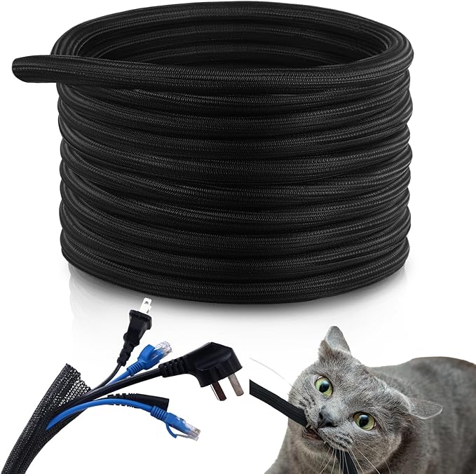 Pangda 50ft Split Wire Loom Tubing Flame Retardant Braided Cable Sleeve Split High Temperature Cable Conduit Auto Wire Conduit for Industrial Electrical Tinsel Automotive Marine(50 Ft, 1/2")