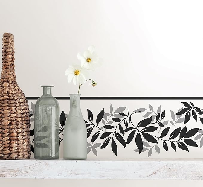 Fine Decor Leaf Trail Peel and Stick Border, 4.9 in x 16.3 ft