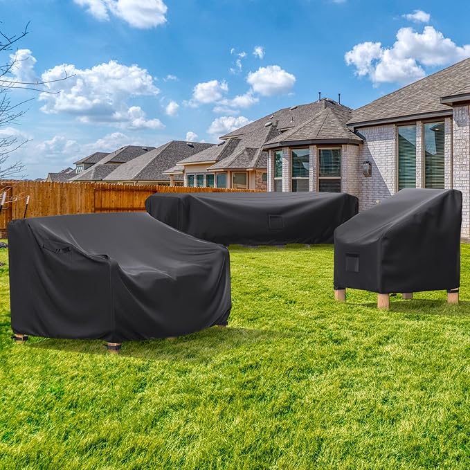Patio Furniture Covers, Heavy Duty Outdoor Furniture Cover Waterproof, Sectional Sofa Set Covers Table and Chair Set Cover, 128"L×83"W×28"H