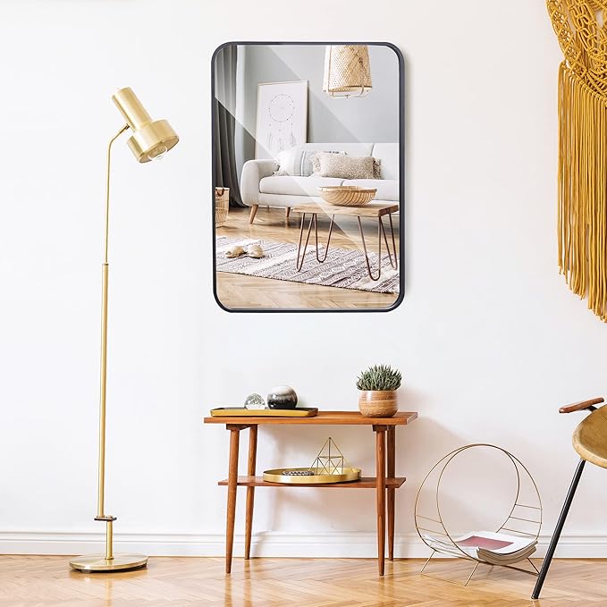 ZenStyle Black Metal Framed Rectangular Wall Mirror 22" x 30" Bathroom Mirror