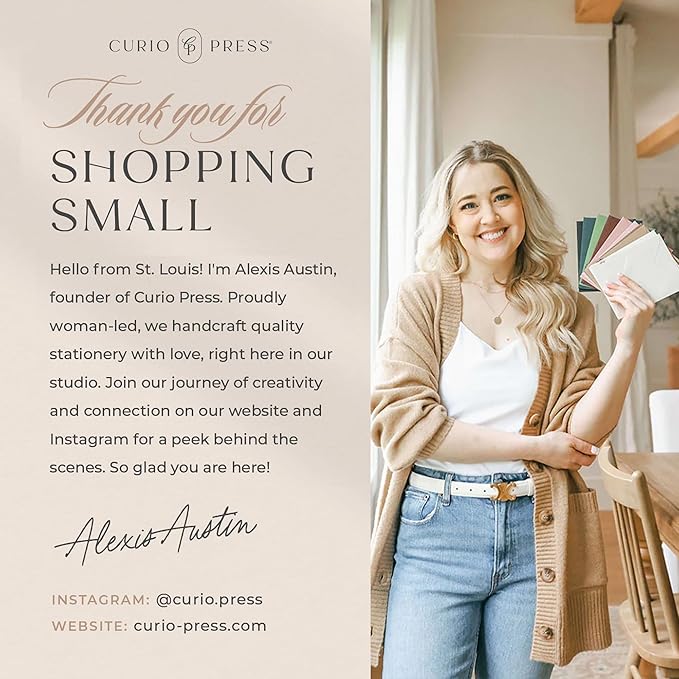 Curio Press Personalized Stationery for Women & Men - A2 Business Flat Thank You Cards with Custom Notecards, Personalized Note Cards with Envelopes and Name, Custom Stationery - Your Logo Flat
