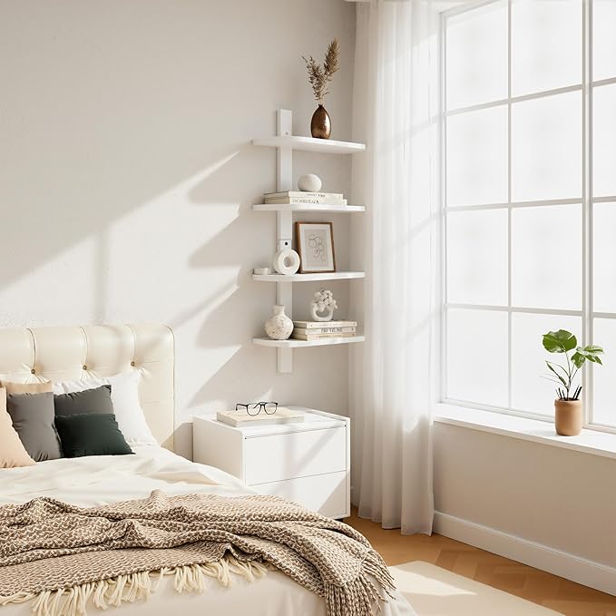 Afuly White Floating Shelves for Wall Display Shelf Unit Modern Decorative