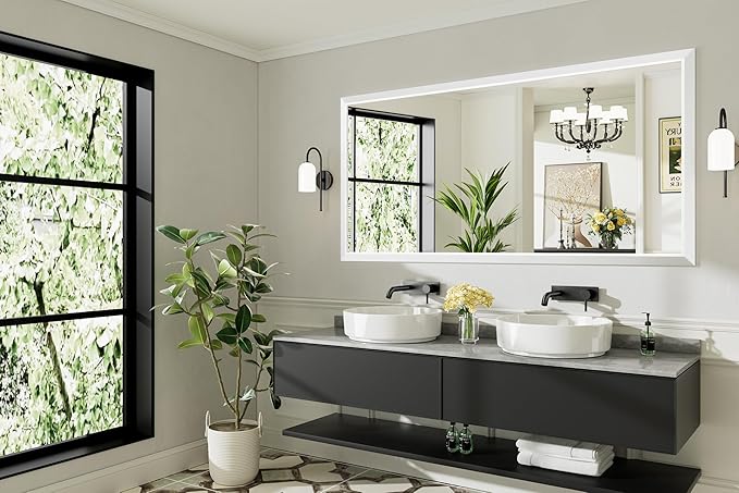 72x36 Inch White Bathroom Mirror