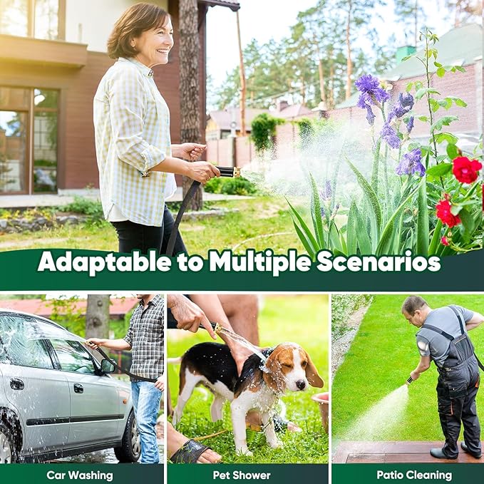 Garden Hose 50 ft, Non-Expanding Water Hose, Flexible Ultra-Light, Anti-Kink, Wear-Resistant, Easy Storage, Hose with 3/4 for Outdoor, Garden, Yard and Lawn