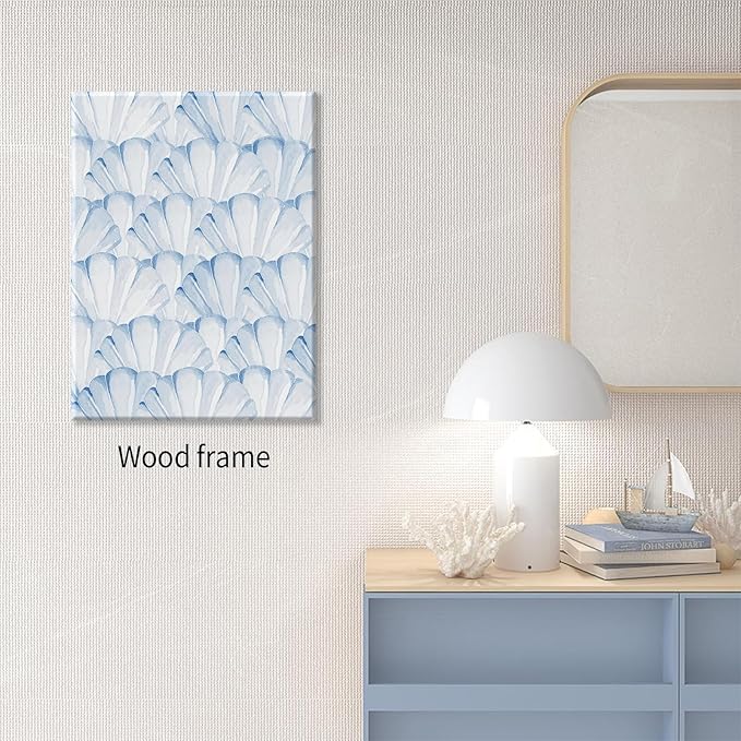 Light Blue Shell Poster Vintage Coastal Cowgirl Wall Art Modern Fashion Preppy