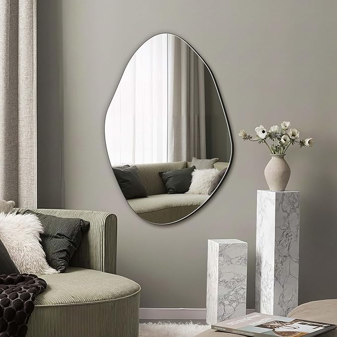 Delma Irregular Wall Mirror, Frameless Decorative Mirror