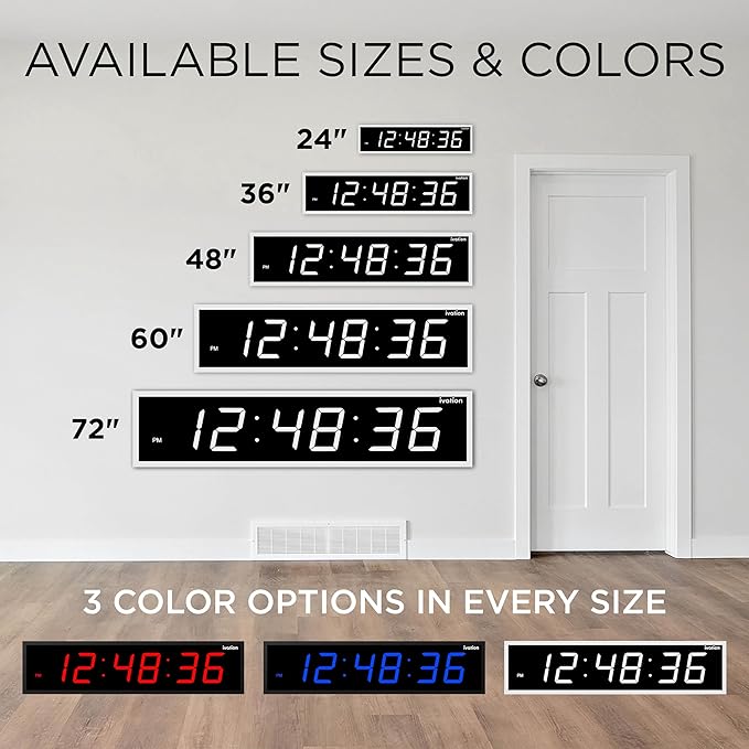 Ivation Oversized 24" Large Digital LED Clock | Big Digital Clock