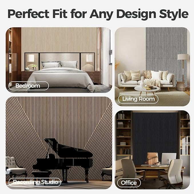 AKUMAX 4 Pack Acoustic Panels, Wood Slat