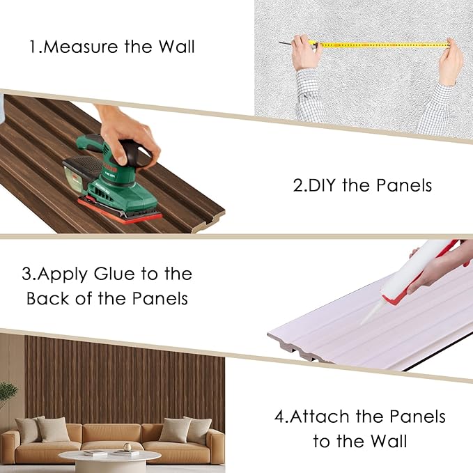 8-Pack 3D Slat Wall Panels — Soundproof Faux Wood Wall Panels