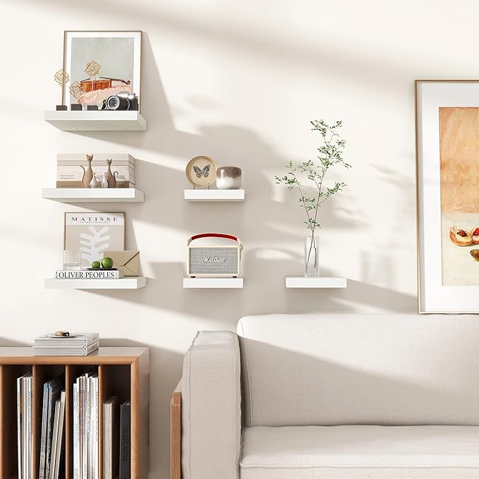 Square Floating Shelves for Wall 8"W x 8"D x 1.2"H, Small Engineered Wood Wall