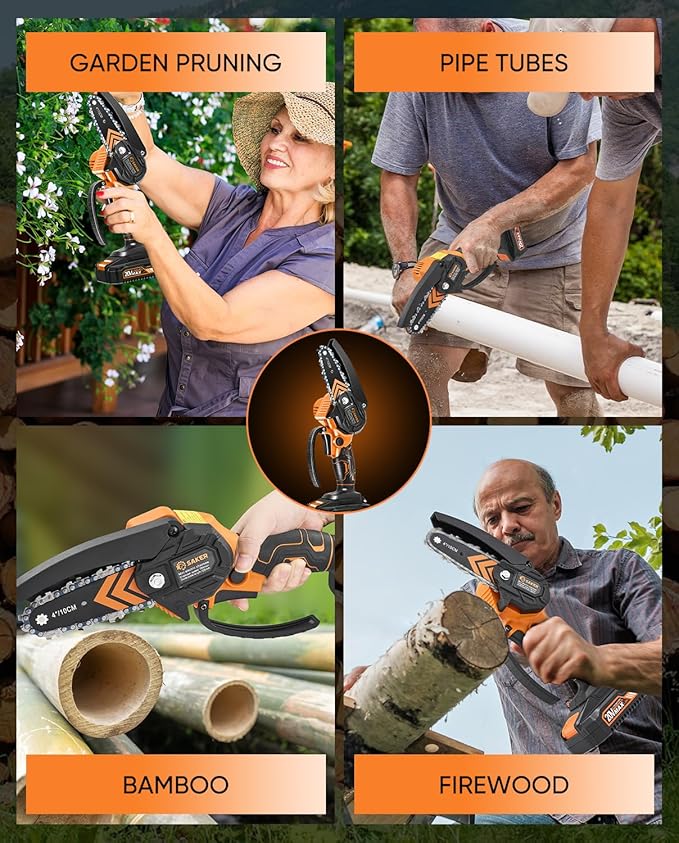 Saker Mini Chainsaw,2026 New Upgrade Portable Electric Chainsaws Cordless,Small Handheld Chain Saw Pruning Shears Chain Saws for Tree Branches,Courtyard and Garden