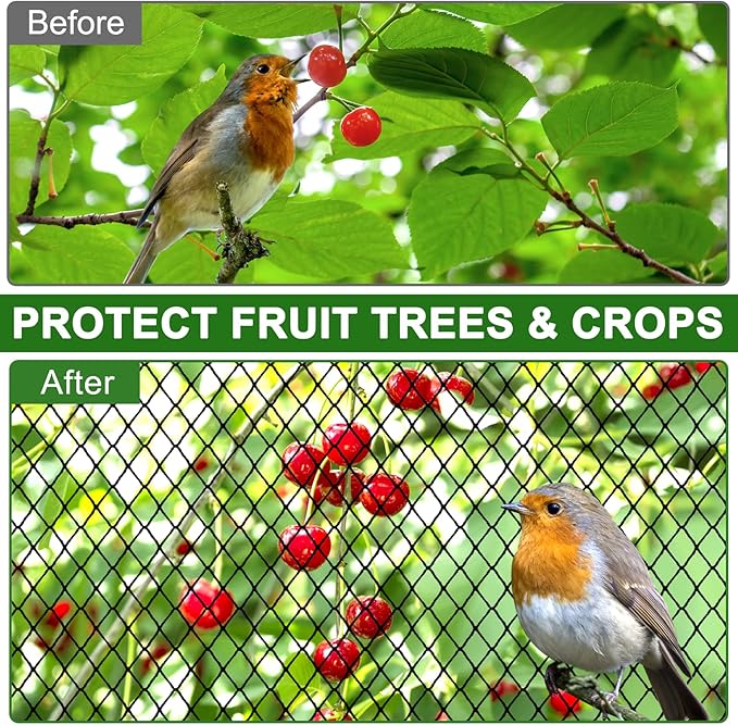 Bird Netting for Garden Protection - 25x100ft Poultry Netting for Chicken Coop, 1” Mesh Heavy Duty Garden Net, Fruit Tree Netting for Blueberry Bushes, Vegetable Against Squirrels, Deer