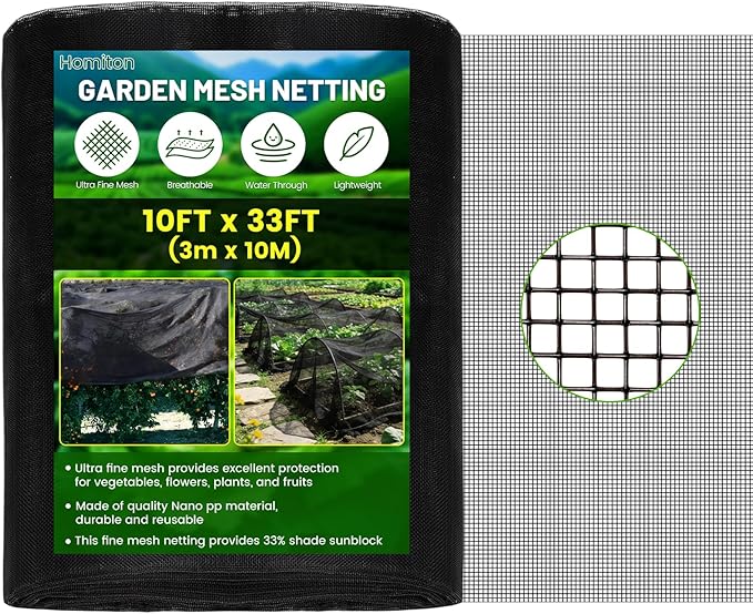 Stronger Garden Mesh Netting, 10 x 33 FT Ultra Fine Nano PP Plant Covers, Small Animals Bird Net Barrier Screen for Vegetables Plants Fruits Flowers Protection, Shading Rate 33%