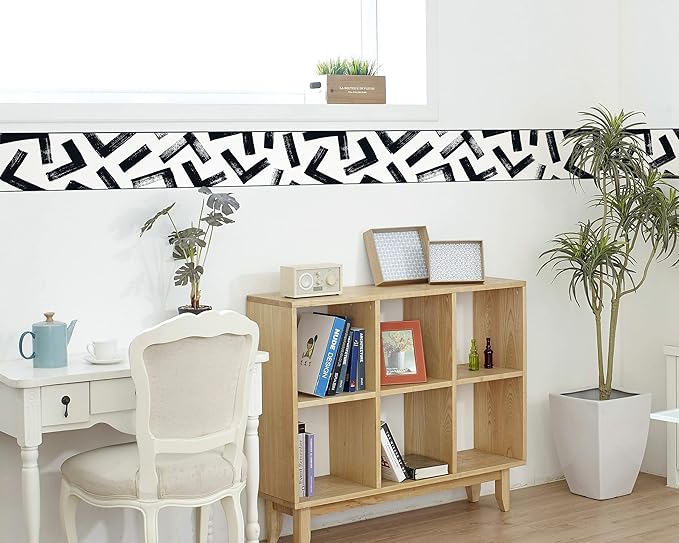 FLFK Black and White Design Wallpaper Border