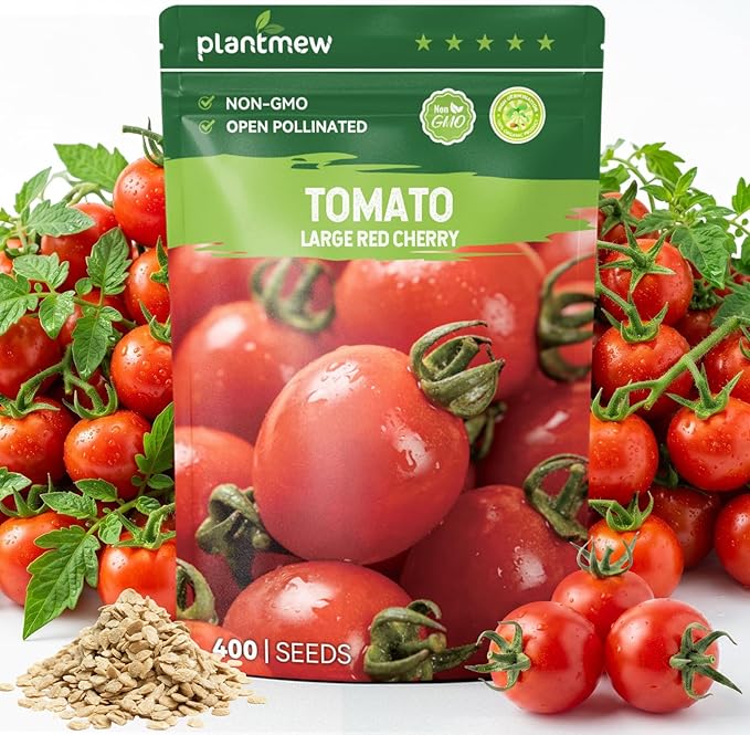 400 Heirloom Large Red Cherry Tomato Seeds for Planting â Sweet Bite-Sized Fruit, High Germination, Fast-Growing, Ideal for Home Garden & Container