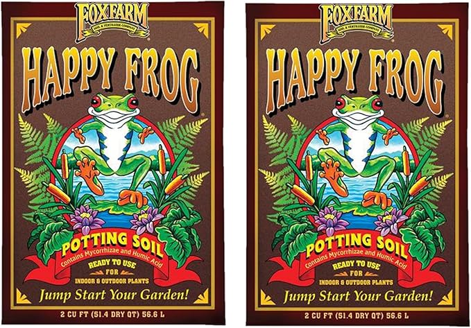 FoxFarm Happy Frog Potting Soil, 2cu ft (Pack of 2) - for Indoor/Outdoor Container Plants, Improves Root Efficiency, pH Adjusted for Optimal Nutrient Uptake - Contains Mycorrhizae and Humic Acids