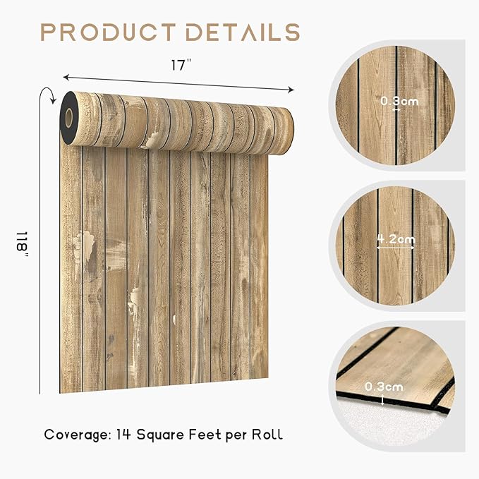 VEELIKE Weathered Wood Slat Wall Panels Peel and Stick Reclaimed Wood Grain