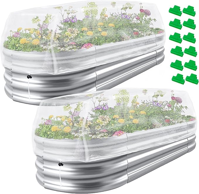 2 Pack Garden Netting for Raised Beds, 8x4 FT Mesh Plant Covers with Drawstring for Garden Protection, Raised Bed Bird Netting Pest Barrier Screen for Protecting Vegetables Fruits Flowers Crops